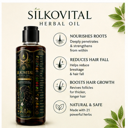 Silkovital Herbal Hair Oil – 21 Powerful Herbs | Hair Fall Control & Hair Growth Care | 200ml